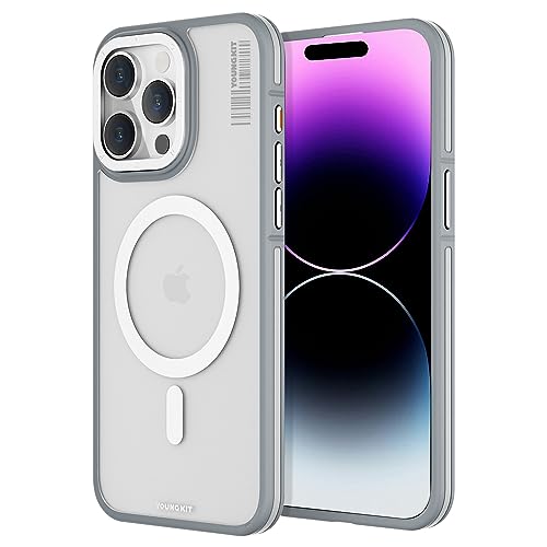 YOUNGKIT für iPhone 14 Pro Max hülle | Kompatibel mit MagSafe | Miltärisch stoßfest Hart Transluzent-matt zurück handyhülle & Magnetische Handyhülle für iPhone 14 Pro Max Titanium - Mattes Grau1 von YOUNGKIT