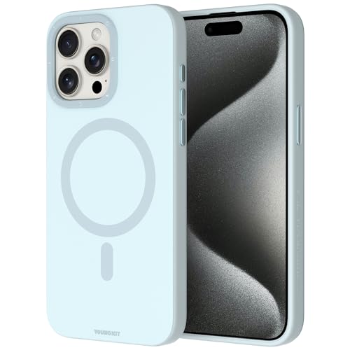 YOUNGKIT für iPhone 15 Pro Case丨Schutz nach Militärstandard & Kompatibel mit MagSafe丨Transluzent Matt zurück mit Aluminiumlegierung Tasten Taste Fall für iPhone 15 Pro Titanium 6.1 "丨Blau mattiert von YOUNGKIT