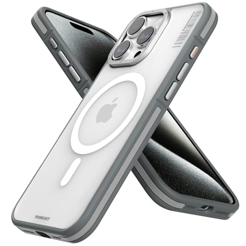 YOUNGKIT für iPhone 16 Pro Max Hülle,Kompatibel mit MagSafe, Handyhülle für iPhone 16 Pro Max Case,Original Samtige Touch Stoßfeste Magnetisch Schutzhülle für 16 Pro Max Tasche - Transluzente Grau von YOUNGKIT