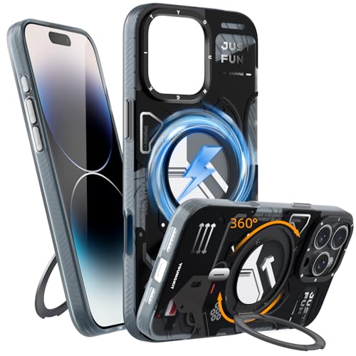 YOUNGKIT 360°Verstellbarem Ständer für iPhone 16 Pro Hülle für Magsafe (Magnetischer Robust Standring) Militärschutz, Dünn Matt Rückseite Schutzhülle für iPhone 16 Pro Case, Schwarz von YOUNGKIT