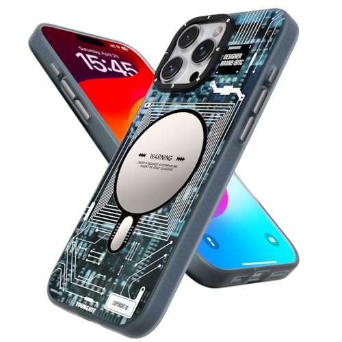 YOUNGKIT Technologische Gestaltung Hülle für iPhone 16 Pro Max, Kompatibel mit MagSafe, [Militärnorm Sturzschutz] Stoßfest Kratzfest Rückseite Schutzhülle Dünn Silikon Handyhülle Case, Grau von YOUNGKIT