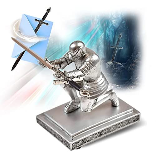 King Arthurs Excalibur Miniatur Schwert – Brieföffner Schwert aus Stahl mit Stiftehalter Ritter aus Harz, Miniatur Schwert, Büro Schreibtisch Zubehör, Schwert, Geschenk für Sammler, exklusives Set King Arthurs Excalibur Miniatur Schwert – Brieföffner Schwert aus Stahl mit Stiftehalter Ritter aus Harz, Miniatur Schwert, Büro Schreibtisch Zubehör, Schwert, Geschenk für Sammler, exklusives Set von YOUR LIVING ART