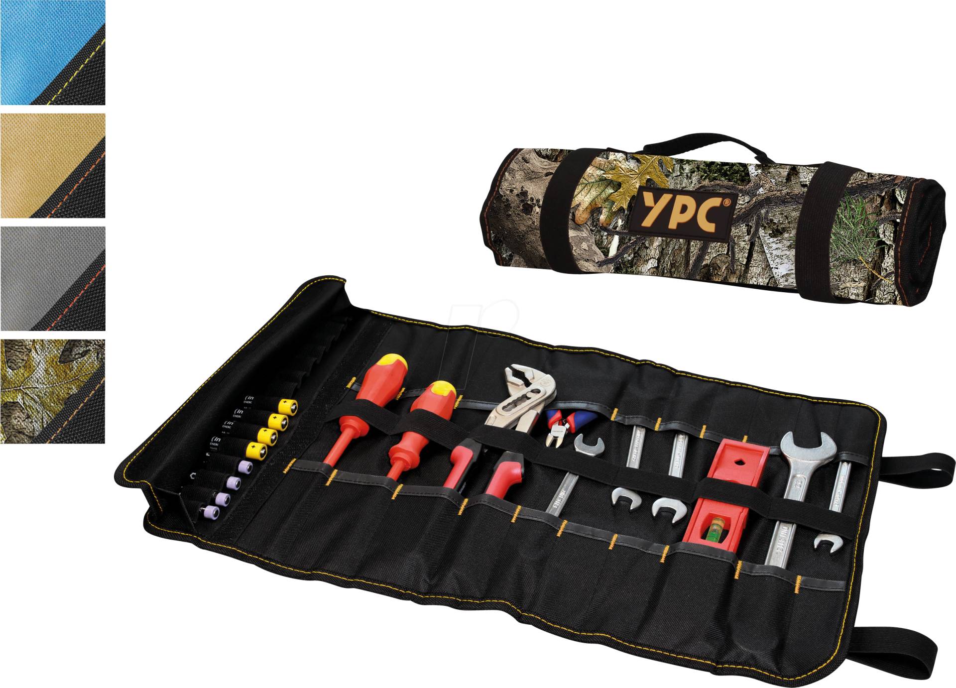 YPC BG00011CAMO - ''VarioRoll XL'' Werkzeug Rolltasche, Camouflage-Schwarz, 56x34cm von YOUR PERFECT CASE