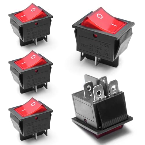 YOURKAY 4 Stück Glühen Schalter,Boot Wippschalter,Schiffstyp Selbstsichernder 4-Poliger Schalter 230V mit Rotem Licht,Wippe Taktile Taste Wippschalter Geeignet für den Einbau in Häusern, Autos und Ele YOURKAY 4 Stück Glühen Schalter,Boot Wippschalter,Schiffstyp Selbstsichernder 4-Poliger Schalter 230V mit Rotem Licht,Wippe Taktile Taste Wippschalter Geeignet für den Einbau in Häusern, Autos und Ele von YOURKAY