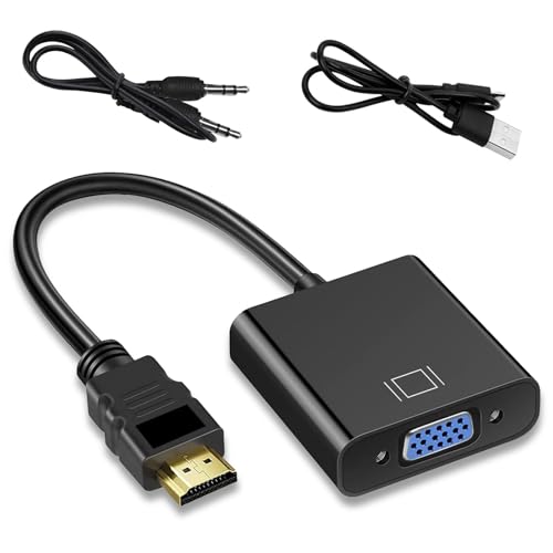YOURKAY HDMI auf VGA Adapter, HDMI Stecker auf VGA Buchse Konverter Unidirektional HDMI-Computer auf VGA-Monitor Adapter (Stecker auf Buchse) für Computer, Laptop, Monitor, Projektor, TV von YOURKAY