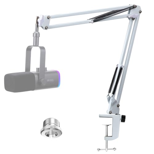 FIFINE AM8 Mikrofonarm Weiß - Boom Arm Mikrofon Schwenkarmständer kompatibel mit FIFINE Recording XLR/USB Mikrofon, AM8 Microphone Desktop Ständer, für 3/8" bis 5/8" Adapter Mic von YOUSHARES von YOUSHARES