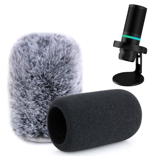 HyperX DuoCast Popschutz Satz - Schaumstoff & Fell-Windschutz, Professioneller Mikrofon Windschutz Schallschutz Kompatibel mit HyperX DuoCast RGB Mic von YOUSHARES von YOUSHARES