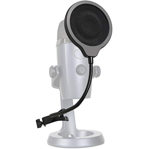 Metall Popschutz für Blue Yeti Nano Mikrofon von YOUSHARES - Dreischichtiges Design Pop Filter mit flexiblem 360° Schwanenhals Clip Stabilisierungs Arm von YOUSHARES