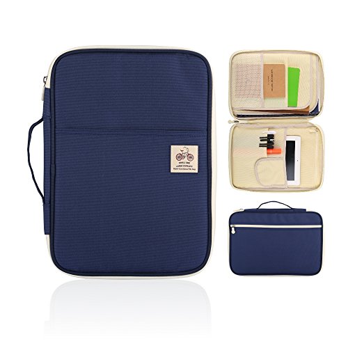 YOUSHARES Padfolio/Portfolio für Student und Business – Multifunktions-Tasche mit 8 Taschen für A4/A5 Papier Größe Dokumente und Notbooks (Blau) von YOUSHARES