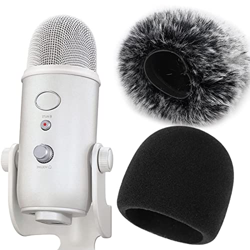 YOUSHARES Blue Yeti Popschutz Satz - Mikrofon Windschutz Kompatibel mit Blue Yeti, Yeti Pro, Schaumstoff und Pelzige Micro Schallschutz Pop-Filter, Mikro Schutz Filtert den Wind gegen den Wind von YOUSHARES