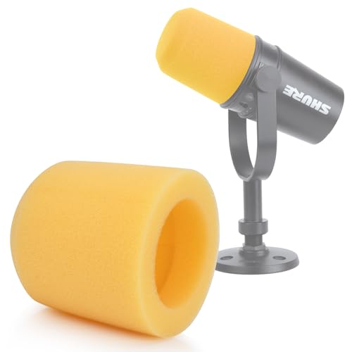 YOUSHARES Mikrofon Popschutz für MV7 - Mikrofon Pop Filter Schaumstoff Kompatibel mit Shure MV7, Professioneller Mikrofon Windschutz Schallschutz, Gelb von YOUSHARES