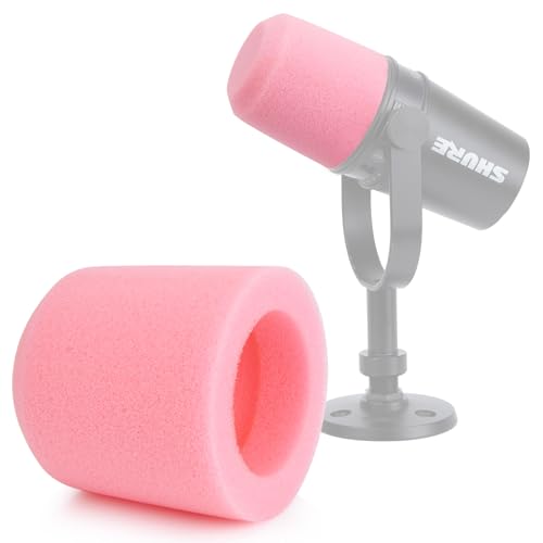 YOUSHARES Mikrofon Popschutz für MV7 - Mikrofon Pop Filter Schaumstoff Kompatibel mit Shure MV7, Professioneller Mikrofon Windschutz Schallschutz, Rosa von YOUSHARES