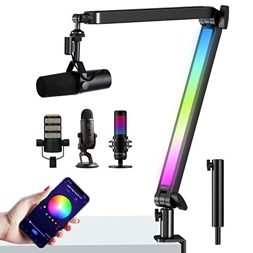 YOUSHARES Mikrofonarm mit RGB-Licht für Shure SM7B, Hyperx Quadcast s, Blue Yeti und die meisten USB-Mikrofone, ideal für Podcasting, Gaming und Streaming Innovativer Mikrofonständer von YOUSHARES