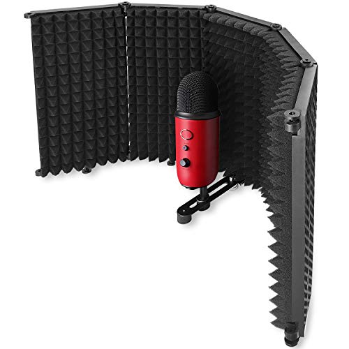 YOUSHARES Professioneller Pop-Filter für kristallklaren Sound - Isolierungsschutz für Ihr Zuhause Voice Studio, Mikrofon Geräuschisolierung mit Absorbierendem Schaum (5 Panels) von YOUSHARES