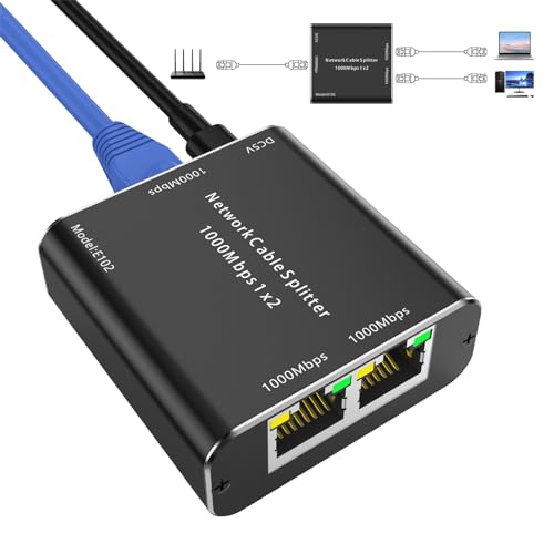LAN Splitter 1 auf 2, 1000Mbps RJ45 Netzwerk Switch 2 Port Ethernet Splitter, RJ45 Gigabit Switch CAT5 CAT5E CAT6 CAT7 for PC, Laptop, Hub, Switch, Router, Set-Top Box, Digital TV LAN Splitter 1 auf 2, 1000Mbps RJ45 Netzwerk Switch 2 Port Ethernet Splitter, RJ45 Gigabit Switch CAT5 CAT5E CAT6 CAT7 for PC, Laptop, Hub, Switch, Router, Set-Top Box, Digital TV von YOUTINGHDAV