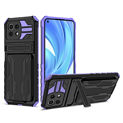 YOUULAR Armor Card Hülle für Xiaomi 11 Lite 5G NE/Xiaomi Mi 11 Lite 5G,hartes PC+weiches TPU+Halterung+Kartenhülle,stoßfeste Anti-Drop militärische Hüllen integrierte versteckte Halterung,Violett YOUULAR Armor Card Hülle für Xiaomi 11 Lite 5G NE/Xiaomi Mi 11 Lite 5G,hartes PC+weiches TPU+Halterung+Kartenhülle,stoßfeste Anti-Drop militärische Hüllen integrierte versteckte Halterung,Violett von YOUULAR