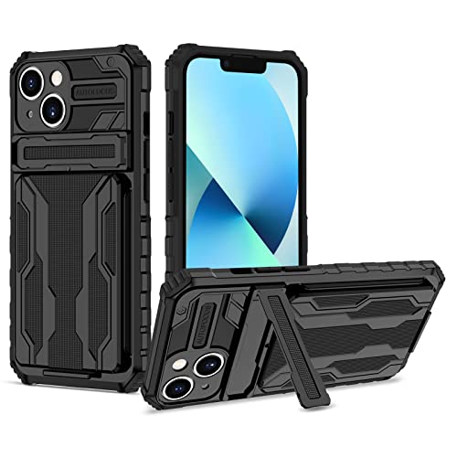 YOUULAR Armor Card Hülle für iPhone 14, hartes PC+weiches TPU+Halterung+Kartenhülle, stoßfeste Anti-Drop Schutzhülle iPhone 14, militärische Hüllen, integrierte versteckte Halterung,Schwarz YOUULAR Armor Card Hülle für iPhone 14, hartes PC+weiches TPU+Halterung+Kartenhülle, stoßfeste Anti-Drop Schutzhülle iPhone 14, militärische Hüllen, integrierte versteckte Halterung,Schwarz von YOUULAR