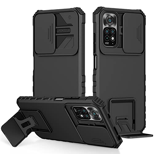 YOUULAR Case for Xiaomi Redmi Note 12 Pro 4G Dimensional Bracket Sliding Window Mobile Phone Case Shockproof Protective Phone Phone Cover for Xiaomi Redmi Note 11 Pro 5G 4G Military Cases Black von YOUULAR