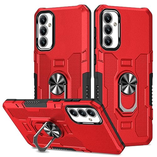 YOUULAR Hülle für Samsung Galaxy A14 5G 4G Metall CD Muster Ringhalter Handyhülle, stoßfeste Anti Drop Schutzhülle für Samsung A14 Military Hüllen [Unterstützung der Autohalterung] Rot von YOUULAR