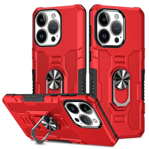 YOUULAR Hülle für Samsung Galaxy A36 Metall CD Muster Ringhalter Handyhülle, stoßfeste Anti Drop Schutzhülle Military Hüllen [Unterstützung der Autohalterung] Rot von YOUULAR