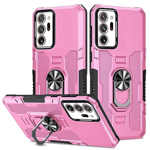 YOUULAR Hülle für Samsung Galaxy Note 20 Ultra Metall CD Muster Ringhalter Handyhülle Stoßfest Anti-Drop Schutzhülle Handyhülle Samsung Note 20 Ultra Militär Hüllen[Unterstützung Autohalterung] Rosa von YOUULAR