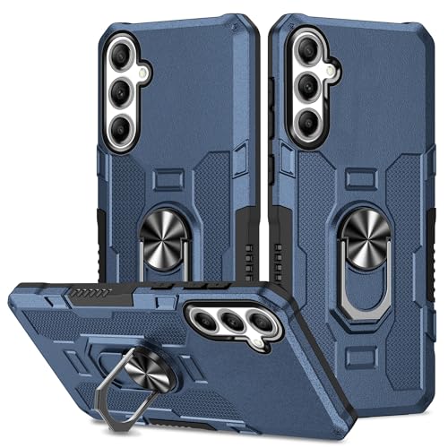 YOUULAR Hülle für Samsung Galaxy S24 Plus Metall CD Muster Ringhalter Handyhülle Stoßfest Anti-Drop Schutzhülle für Samsung S24 Plus Militärische Hüllen [Unterstützung Autohalterung] Blau von YOUULAR