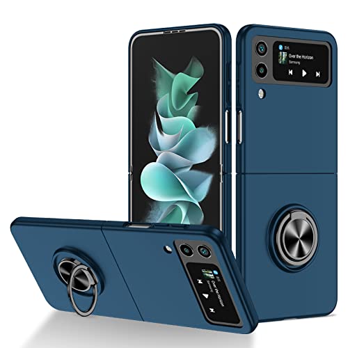 YOUULAR Klappbare Handyhülle für Samsung Galaxy Z Flip 4 5G Hülle, [Unterstützung für Autohalterung] Hautgefühl Bumper, ölige Sprühfarbe, stoßfeste Schutzhülle für Samsung Z Flip4 Hüllen Blau von YOUULAR
