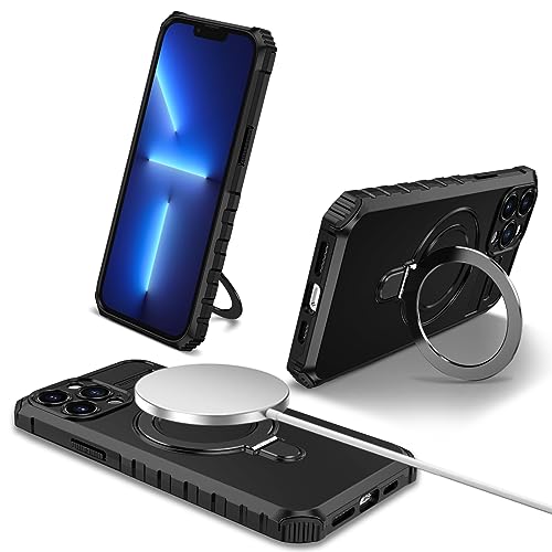 YOUULAR Magnetische Halter Handyhülle für iPhone 13 Pro Max hülle, [Handyhalter] Matte, schlanke, stoßfeste Schutzhülle für iPhone 13 6.7 Militär hüllen Schwarz von YOUULAR