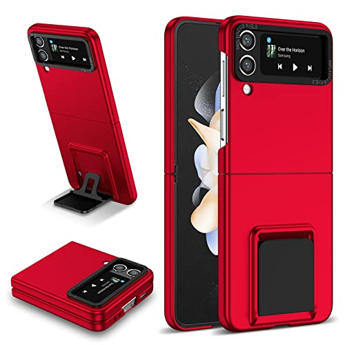 YOUULAR Stereo Ständer, Faltbare Handyhülle für Samsung Galaxy Z Flip 4 5G Hülle, hartes PC Material, stoßfeste und sturzsichere, stoßfeste Schutzhülle für Samsung Z Flip4 Hüllen, Rot von YOUULAR