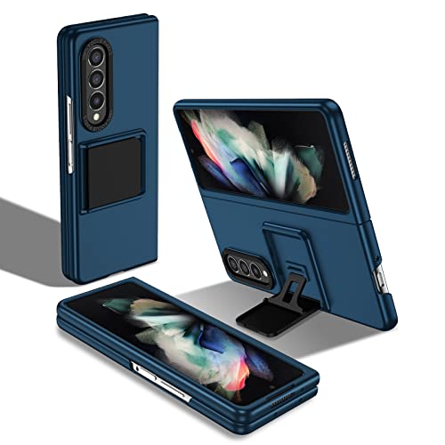 YOUULAR Stereo Ständer, Faltbare Handyhülle für Samsung Galaxy Z Fold 3 5G Hülle, hartes PC Material, stoßfeste und sturzsichere, stoßfeste Schutzhülle für Samsung Z Fold3 Hüllen, Blau von YOUULAR