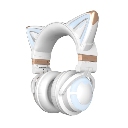 YOWU RGB-Katzenohr-Kopfhörer CE kabelloses 5.2 faltbares Gaming-Headset (3G, Weiß) von YOWU