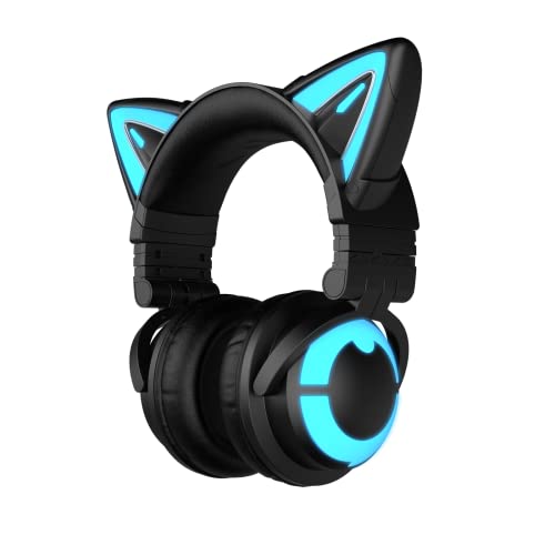 YOWU RGB-Katzenohr-Kopfhörer CE kabelloses 5.2 faltbares Gaming-Headset (3G, Schwarz) von YOWU