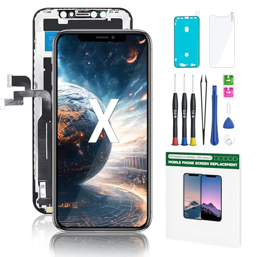 YOXINTA für iPhone X Display 5.8'', iPhone X LCD Bildschirm Ersatz Digitizer Assembly, 3D Touch, Face ID, Kleber, Bildschirmschutz, Reparaturwerkzeug, Kompatibel mit Modell A1865, A1901, A1902 YOXINTA für iPhone X Display 5.8'', iPhone X LCD Bildschirm Ersatz Digitizer Assembly, 3D Touch, Face ID, Kleber, Bildschirmschutz, Reparaturwerkzeug, Kompatibel mit Modell A1865, A1901, A1902 von YOXINTA