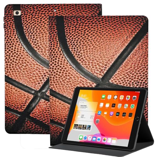 YOYOYX Schutzhülle für iPad 6. / 5. Generation 9,7 Zoll 2018/2017 Modell, Premium-PU-Leder, Klappständer, mehrere Betrachtungswinkel, TPU-Rückseite, Basketball von YOYOYX