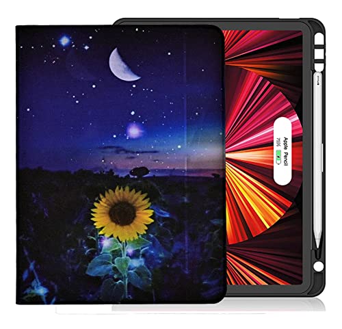 YOYOYX Schutzhülle für iPad Air 4 27.7 cm (10.9 Zoll) 2020, Premium-Lederhülle, Standfunktion, mit integriertem Apple Stifthalter, automatische Wake/Sleep-Funktion, Mond, Sternenhimmel von YOYOYX