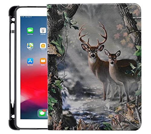 YOYOYX Schutzhülle für iPad Mini 5 2019 (5. Generation 7.9 Zoll) / iPad Mini 4 mit integriertem Apple Stifthalter, Smart Cover mit automatischer Sleep/Wake-Funktion, Dschungel-Hirsch in Camouflage von YOYOYX