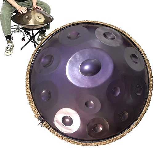 Handpan-Trommel Für Klangheilung, Persönliche Meditation, Yoga, 440 Hz, 9/10/12 Noten, 56cm, In Kurd-Moll-Handpans, Harmonische Percussion (Color : Purple - 12 Notes) von YPINKZ