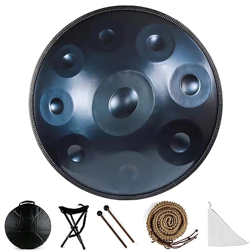 Handtrommel 9/10/12 Noten Edelstahl Handpan Drum Kurd Minor 440 Hz Mit Weicher -Tasch, 56 Cm Handpan-Drum-Instrument Für Erwachsene Percussion (Color : Blue - 10 Notes) von YPINKZ