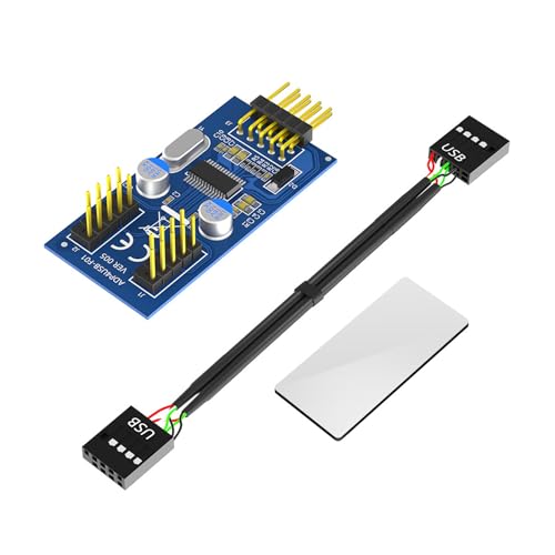 USB 2.0 9-poliger auf zwei Port-Konverter-Adapter für Desktop-Motherboard-Erweiterungsplatine, 9-poliger Port-Multilier USB 2.0 9-poliger auf zwei Port-Konverter-Adapter für Desktop-Motherboard-Erweiterungsplatine, 9-poliger Port-Multilier von YPREWY