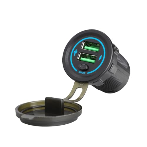 Zwei USB-Ports, 36 W, Schnelllade-Auto-Adapter mit Schaltern und LED, für 12 V 24 V Autos, LKWs, Motorräder und Schiffe Zwei USB-Ports, 36 W, Schnelllade-Auto-Adapter mit Schaltern und LED, für 12 V 24 V Autos, LKWs, Motorräder und Schiffe von YPREWY