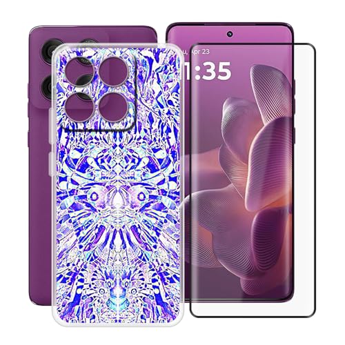 YQINHHME Handyhülle für Motorola Edge 60 (6.67 Zoll) + Gehärtetes Glas Schutzfolie, Stoßfest Silikon Schutzhülle Tasche Ultradünne weiches TPU Case Hülle für Motorola Edge 60 - Spiegelbild von YQINHHME