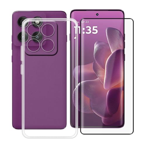 YQINHHME Handyhülle für Motorola Edge 60 (6.67 Zoll) + Gehärtetes Glas Schutzfolie, Stoßfest Silikon Schutzhülle Tasche Ultradünne weiches TPU Case Hülle für Motorola Edge 60 - Transparent von YQINHHME