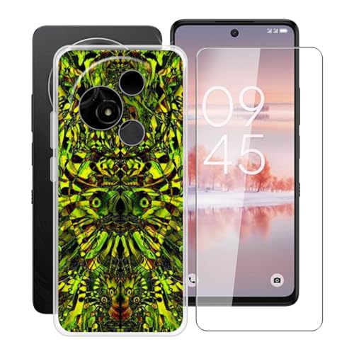 YQINHHME Handyhülle für TCL 60 NXTpaper (6.80 Zoll) + Gehärtetes Glas Schutzfolie, Stoßfest Silikon Schutzhülle Tasche Ultradünne weiches TPU Case Hülle für TCL 60 NXTpaper - Grüner Kobold von YQINHHME