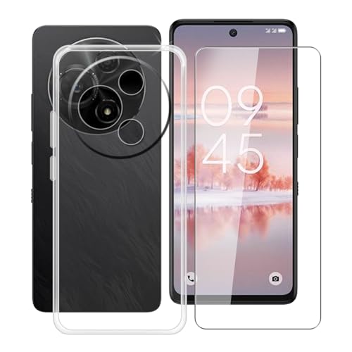YQINHHME Handyhülle für TCL 60 NXTpaper (6.80 Zoll) + Gehärtetes Glas Schutzfolie, Stoßfest Silikon Schutzhülle Tasche Ultradünne weiches TPU Case Hülle für TCL 60 NXTpaper - Transparent von YQINHHME