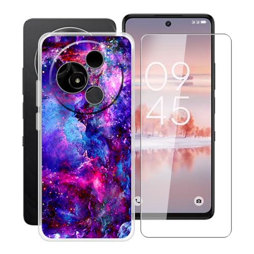 YQINHHME Handyhülle für TCL 60 NXTpaper (6.80 Zoll) + Gehärtetes Glas Schutzfolie, Stoßfest Silikon Schutzhülle Tasche Ultradünne weiches TPU Case Hülle für TCL 60 NXTpaper - Wunderschön von YQINHHME
