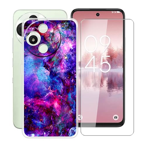 YQINHHME Handyhülle für TCL 60 SE NxtPaper 5G (6.7 Zoll) + Gehärtetes Glas Schutzfolie, Stoßfest Silikon Schutzhülle Tasche Ultradünne weiches TPU Case Hülle für TCL 60 SE NxtPaper 5G - Wunderschön von YQINHHME