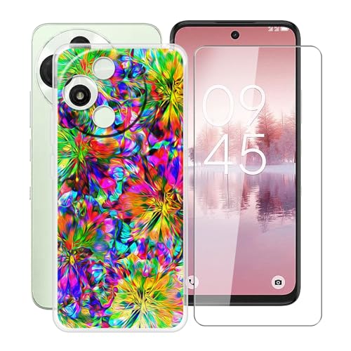 YQINHHME Handyhülle für TCL 60 SE NxtPaper 5G (6.7 Zoll) + Gehärtetes Glas Schutzfolie, Stoßfest Silikon Schutzhülle Tasche Ultradünne weiches TPU Case Hülle für TCL 60 SE NxtPaper 5G - Bunt von YQINHHME