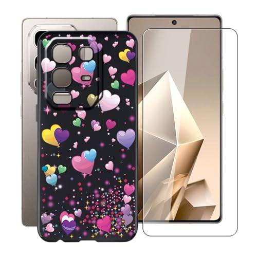 YQINHHME Hülle für Infinix Note 50 Pro 4G (6.78 Zoll) Mit 1 X Gehärtetem Glas Schutzfolie, Ultradünne Schwarz Kratzfest Weich TPU Bumper Schutzhülle Cover für Infinix Note 50 Pro 4G - Ballon von YQINHHME