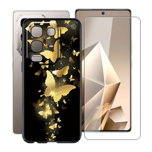 YQINHHME Hülle für Infinix Note 50 Pro 4G (6.78 Zoll) Mit 1 X Gehärtetem Glas Schutzfolie, Ultradünne Schwarz Kratzfest Weich TPU Bumper Schutzhülle Cover für Infinix Note 50 Pro 4G - WMA30 von YQINHHME