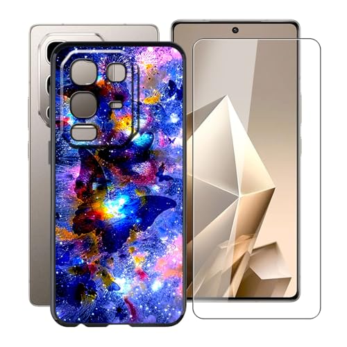 YQINHHME Hülle für Infinix Note 50 Pro 4G (6.78 Zoll) Mit 1 X Gehärtetem Glas Schutzfolie, Ultradünne Schwarz Kratzfest Weich TPU Bumper Schutzhülle Cover für Infinix Note 50 Pro 4G - XT146 von YQINHHME